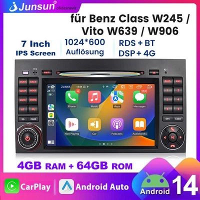 DAB+ Für Mercedes A/B Klasse/Vito W169 W245 Autoradio GPS Android 14 4+64GB DVD - Bild 1 von 4