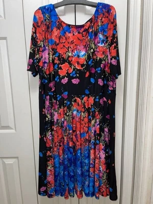 MARC BOUWER Black Multicolored Floral Print Dress-Size 3X-EUC - Image 1 of 4