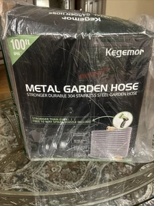 Garden Hose 100 Ft Metal Water Hose flexible Lightweight Outdoor Heavy Duty - Picture 1 of 6