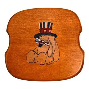 Basket Accessories Handpainted Lid for Longaberger Basket Patriotic Rabbit READ - Picture 1 of 8