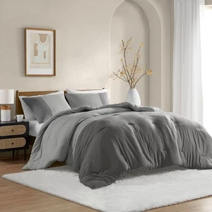 3Pcs Comforter set Color Block Bedding Comforter for All Seasons Pieced Design - Picture 1 of 12