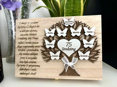 Personalised Tea Box Family Tree Gift Unique Keepsake Home Art Decor - Image 1 of 4