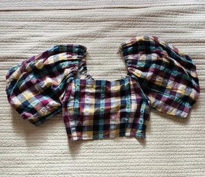 Angie Cropped Taillen Top S Büffel Karo Festival Bauern Hippie Boho - Bild 1 von 6