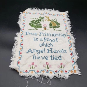 Vintage Cross Stitch Sampler – “True Friendship - 9x12 Linen - Picture 1 of 5