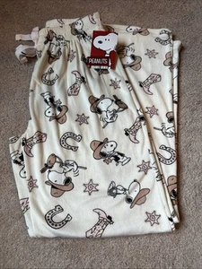 Peanuts Ladies Lounge Sleep Pajama Pants Womens Small Snoopy Sheriff Cowboy New - Picture 1 of 4