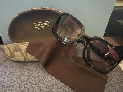 Gafas de sol Coach Samantha Jet negras con cristales #S425 con estuche y tela Foto 1 de 4