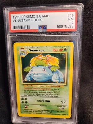 Pokemon TCG Venusaur 015/102 Base Set Holo PSA 7 near mint - Image 1 of 2