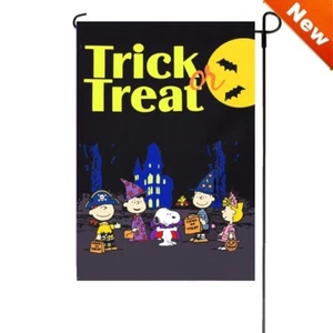 SNOOPY PEANUTS GANG Trick or Treat Halloween Garden Flag Bats 12"x 18 24835 NIP - Picture 1 of 2