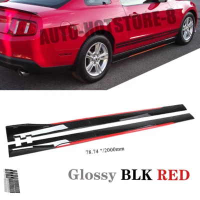 For Ford Mustang 78.7" Red Side Skirt Extension Body Kit Lip Splitters Foto 1 de 4
