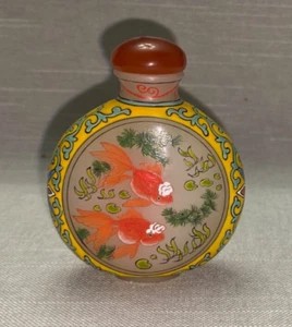 Cloisonné Goldfisch Xuan Yue Gu gemarkt Schnupftabakflasche Top Zustand - Bild 1 von 7