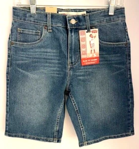 Levi's Boy's Slim Jean Shorts sz16R Medium Wash Adj Waist Performance NWT - Picture 1 of 2