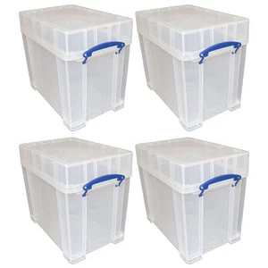 Really Useful Box 19 Liters Transparent Storage Container with Snap Lid, 4 Pack - Picture 1 of 7