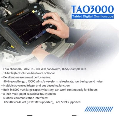 TAO3000 8Bits 1GS/s Handheld Tablet Oscilloscope with 8-inch LCD Touch Screen - Image 1 of 2