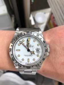 ROLEX Explorer II [16550] Patina White Dial No. 87 Bold Bezel White Dial Men's - Picture 1 of 10