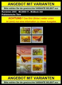 Rumänien 2005 Mi.5908-11,Block 350 Dinosaurier,Prähistorische Tiere,Hatzeg - Bild 1 von 15