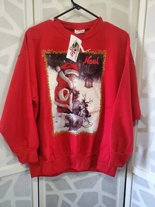 Vintage Nutcracker Brand Noel Christmas Crewneck No Tag Fits Large Red - Picture 1 of 7
