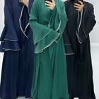 3PCS Sets Women Muslim Cardigan Abaya Skirts Dubai Robe Dress Prayer Garments