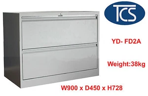 TCS FULLY ASSEMBLED LATERAL 2 DRAWER METAL FILING CABINET HOME OFFICE FURNITURE - Picture 1 of 9
