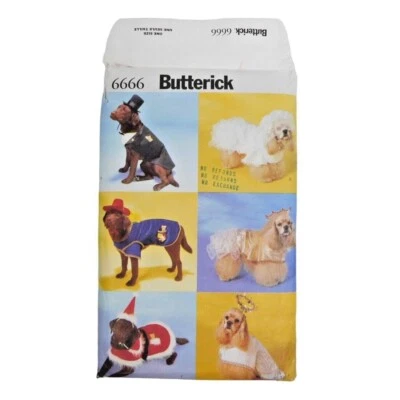 Butterick 6666 Dog Costumes Sewing Pattern Size XS-L Uncut Santa Top Hat Bride - Image 1 of 4
