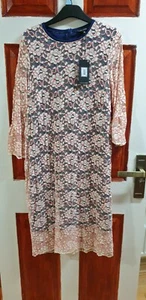 BNWT New NEXT Maternity Red Navy Blue White Floral Lace Midi dRess size 14 - Picture 1 of 6