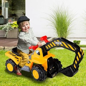 Kids Ride On Car Truck Construction Digger Excavator Helmet Outdoor Toy Toddler - Picture 1 of 11