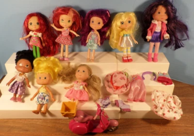 5 muñecas Strawberry Shortcake ~ 3 clones ~ ropa ~ sombreros ~ scooter Foto 1 de 4