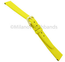 12mm T&C Leather and Textile Nylon Coating Yellow Ladies Watch Band