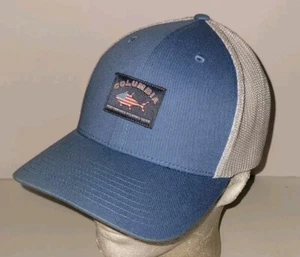 COLUMBIA PFG blue Mesh Back Stretch Fitted Fish Flag Logo Cap Hat L XL - Picture 1 of 6