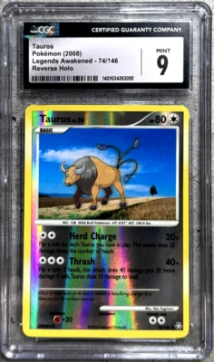 Pokémon Card Tauros Reverse Holo CGC 9 Mint, Legends Awakened 74/146, 2008 (1) - Image 1 of 4