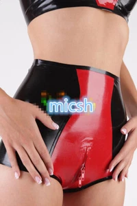 Traje corto de goma látex traje rojo club disfraces fiesta fijo hombres M - Imagen 1 de 1