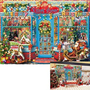 Telón de fondo de tienda de Navidad fiesta de Navidad tienda de juguetes de Papá Noel fondo de fotografía - Imagen 1 de 8