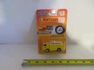 Matchbox 57 Mack Auxiliary Power Truck Heavy Rescue Yellow 1991 MOC - Image 1 of 4
