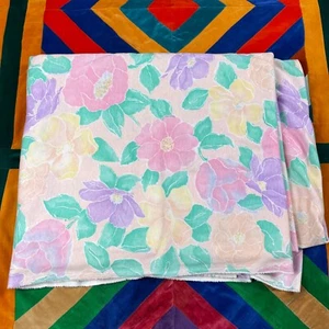 Vintage Floral Knit Fabric 4.5+ yards x 60" Pastel Pink Purple Cream Soft! - Picture 1 of 6