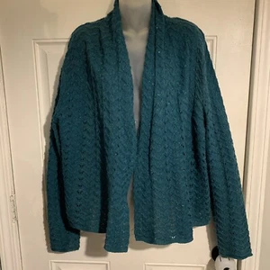 Kim Rogers NEW NWT Green Mallard Heather Knit Open Cardigan, Womens Size XL - Picture 1 of 5