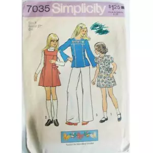 Vintage 1975 Simplicity 7035, Girls Size 8, Dress, Jumper, Top Cut Complete - Picture 1 of 4