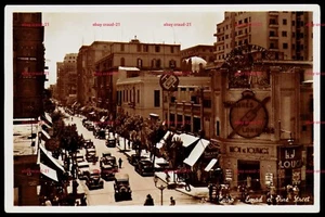 Cairo Egypt Emad el Dine Street Postcard 1940s Real Photograph Shops Cars - Foto 1 di 2