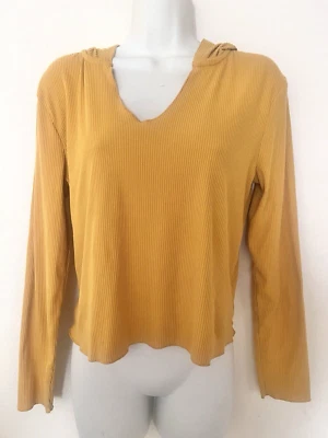 Derek Heart Sudadera con Capucha Mediana Corta Top Mujer Ropa Camisa Amarillo Mostaza Foto 1 de 4