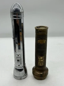 Vintage Chrom Torpedo / Messing Taschenlampen Made In USA ungetestet - Bild 1 von 15