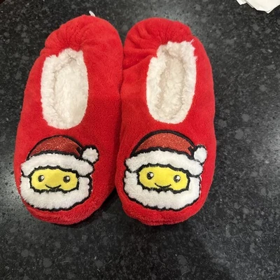Justice Girl Christmas Santa Emoji Slippers Size Large 7-9 Red White Cute New - Image 1 of 3