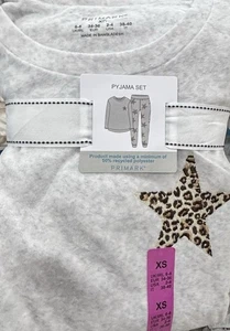 Conjunto de pijama polar estampado de estrellas y leopardo talla UK 4-24 2XS-2XL - Imagen 1 de 2