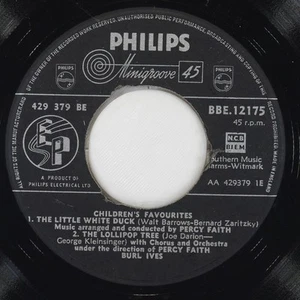 BURL IVES Children'S Favourites PHILIPS BBE.12175 VG 45 RPM 1959 Children's 7" - Picture 1 of 4