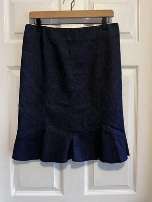 Falda lápiz NAF NAF para mujer talla 40 azul denim volantes ligeros Foto 1 de 4