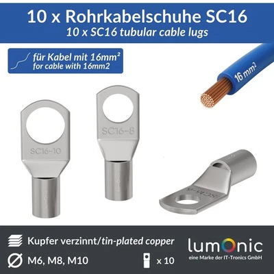 10x Rohrkabelschuh blank 16mm² Ringzunge Kupfer verzinnt  - Bild 1 von 2