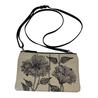 NWOT Brighton Wild Garden Bolso cruzado de yute bordado Flores Floral Nuevo Foto 1 de 4