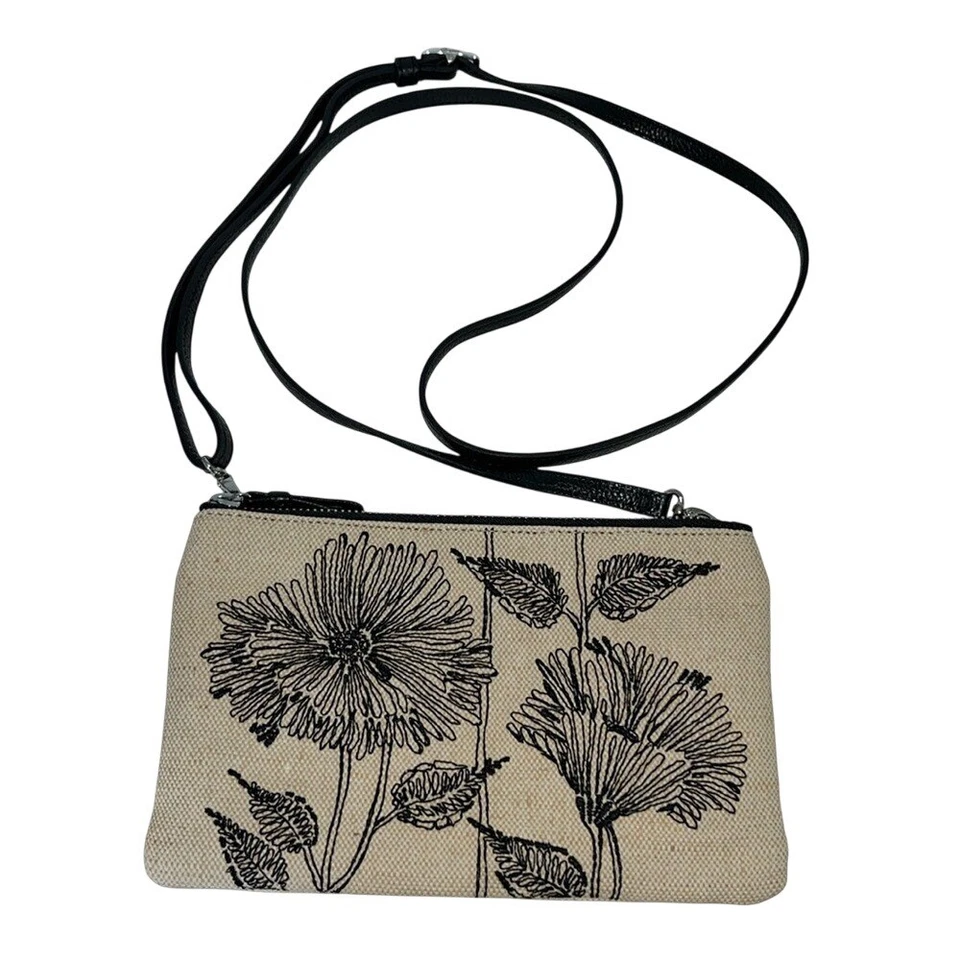 NWOT Brighton Wild Garden Embroidered Jute Crossbody Purse Flowers Floral New - Image 1 of 4