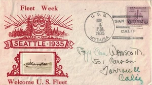 4 Jul 1935 Naval Cover, Fleet Week Seattle 1935, USS Medusa AR-1, Crosby - Picture 1 of 2