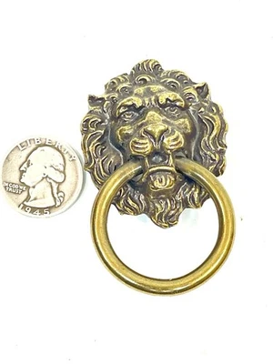 NOS 2.75" Lion Head Drop Ring Drawer Pull KBC Brass Co lot#7497 - Image 1 of 4