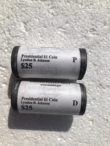 2015 P&D Lyndon Johnson Presidential $1 US Mint Rolls Uncirculated, Sealed Paper - Picture 1 of 6