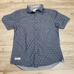 7 Diamonds Shirt Mens M Blue Wave Length Short Sleeve Button Up - Picture 1 of 10