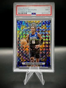 💛2022-23 Mosaico Bennedict Mathurin Vetro Colorato SSP Rookie RC #1 Pacers PSA 9 - Foto 1 di 2